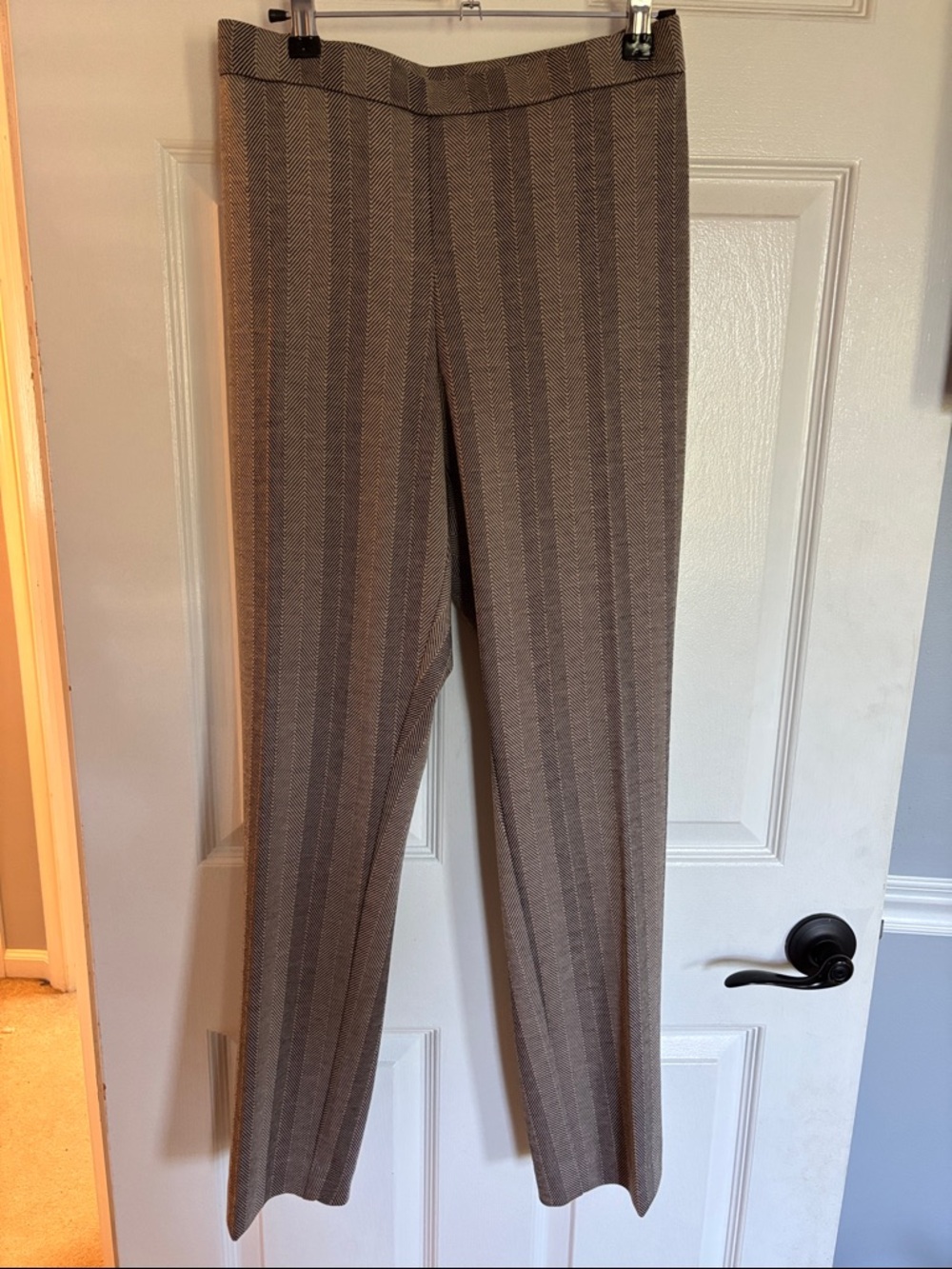 Anne Klein Brown & Tan Striped Dress Pants